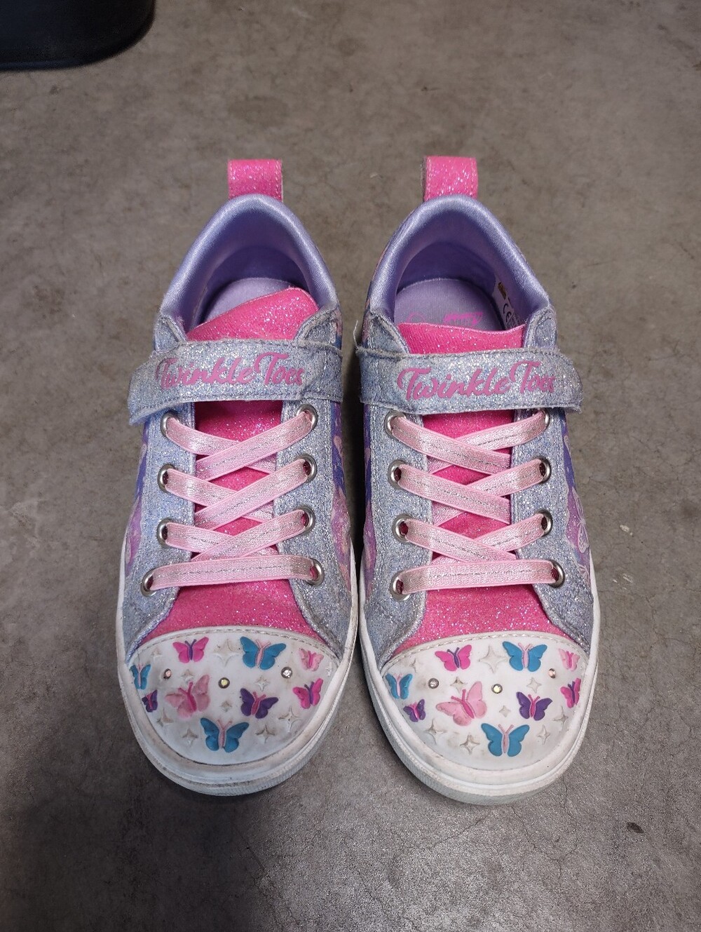Sketchers Twinkle Toes Butterfly Light Up Shoes With Velcro Straps